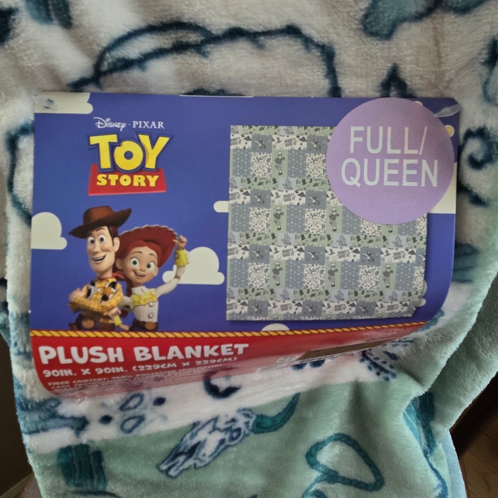 Disney Toy Story Plush Blanket Kids Full/Queen Blue Green New Woody Jessie 90x90
